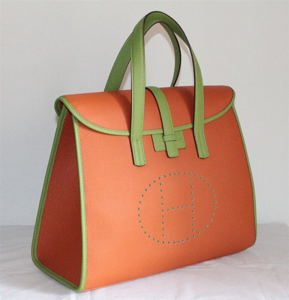 Best Hermes FeuDou Bag Orange/Green 509095